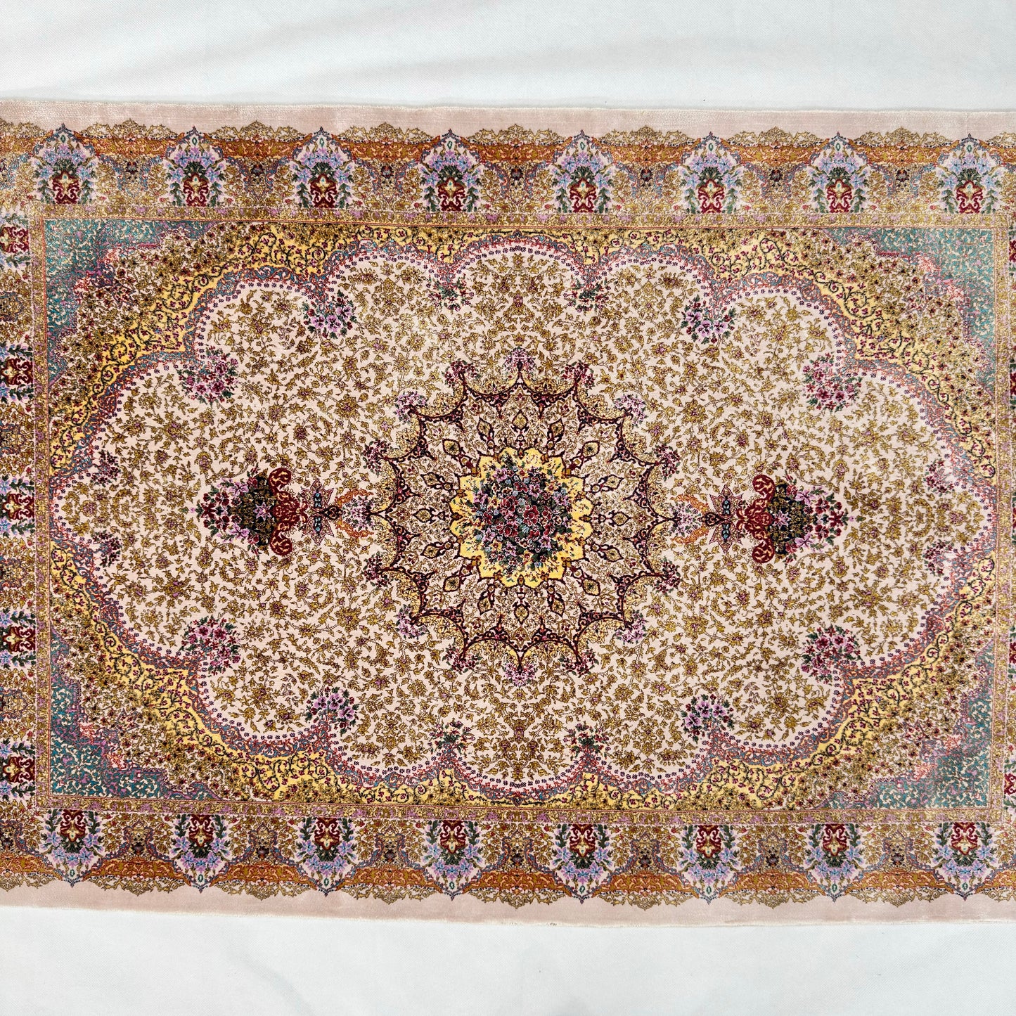 Persian Silk Tabriz Rug 2.5 ft x 4 ft | Pure Silk Abresham 1600 Reed