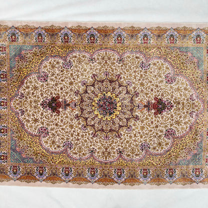 Persian Silk Tabriz Rug 2.5 ft x 4 ft | Pure Silk Abresham 1600 Reed