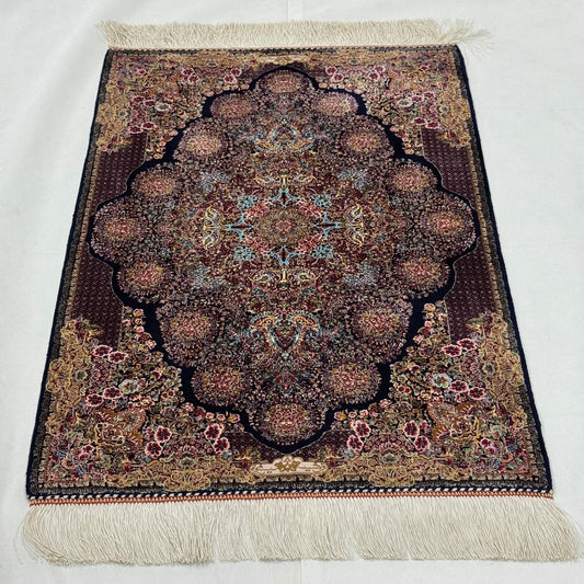 Persian Silk Abresham Rug 2 ft x 3 ft | 1600 Reed Machine-Made Iran