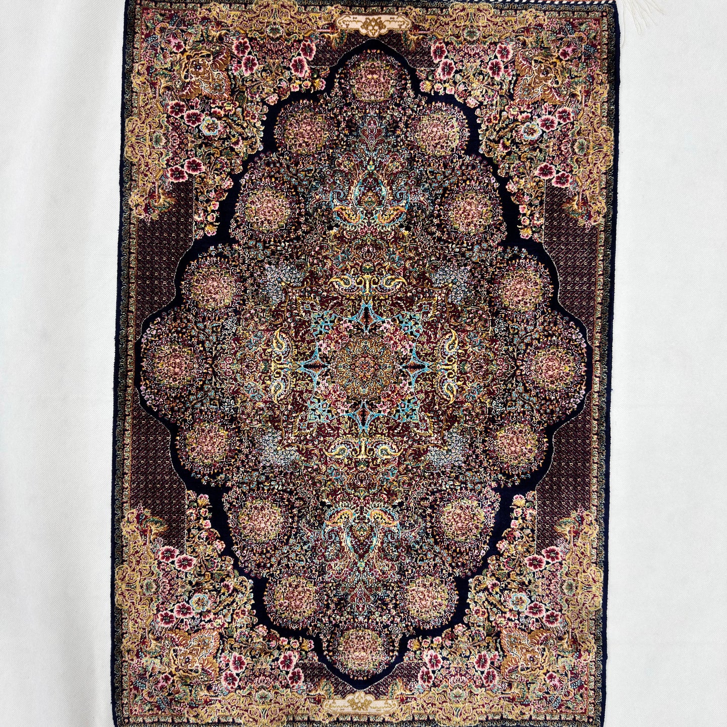 Persian Silk Abresham Rug 2 ft x 3 ft | 1600 Reed Machine-Made Iran