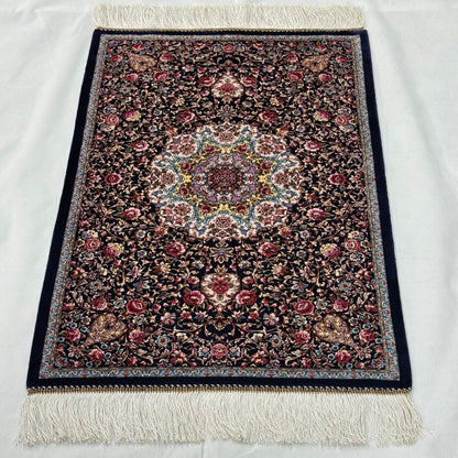 Persian Silk Floral Medallion Rug 2 ft x 3 ft | 1600 Reed Iranian Abresham