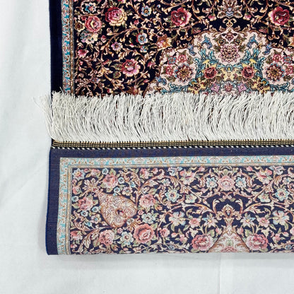 Persian Silk Floral Medallion Rug 2 ft x 3 ft | 1600 Reed Iranian Abresham