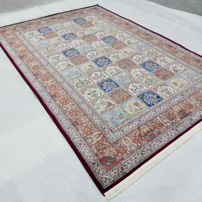 Persian Garden Silk Rug 7 ft x 10 ft | 1600 Reed Pure Silk Abresham