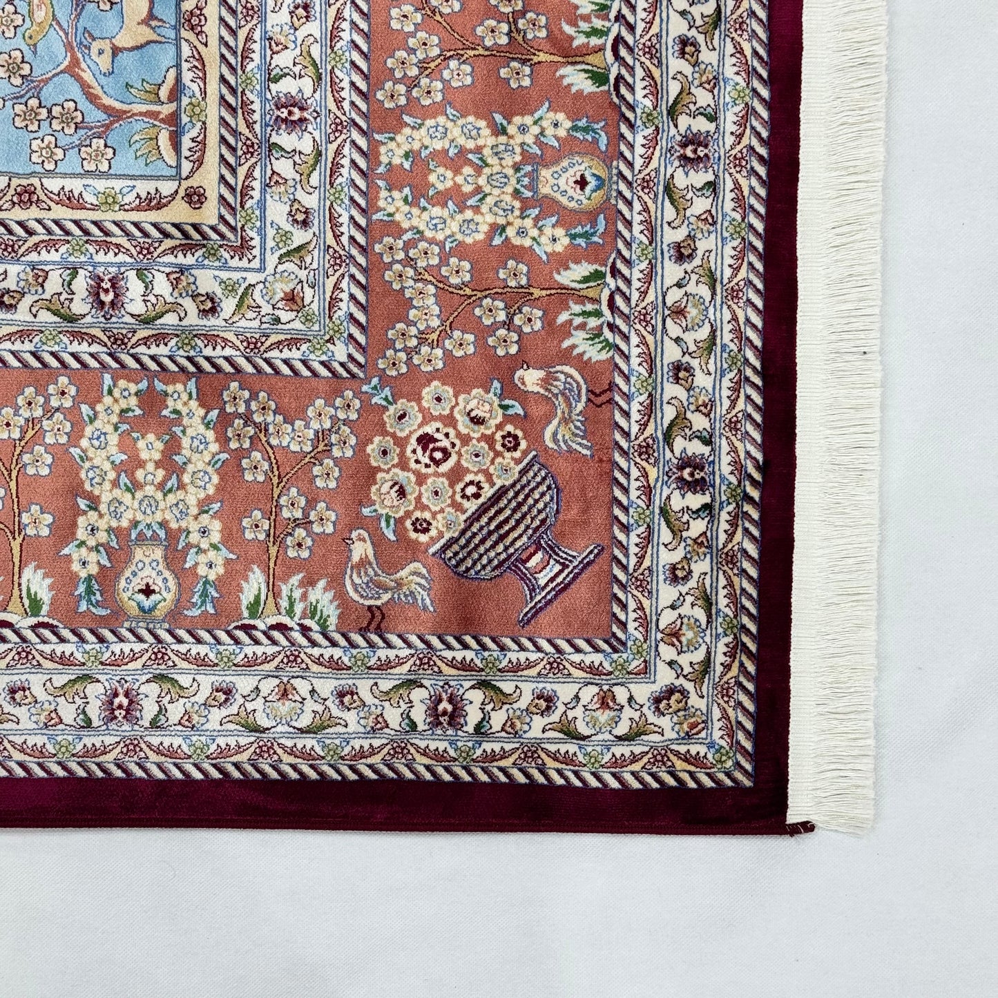 Persian Garden Silk Rug 7 ft x 10 ft | 1600 Reed Pure Silk Abresham