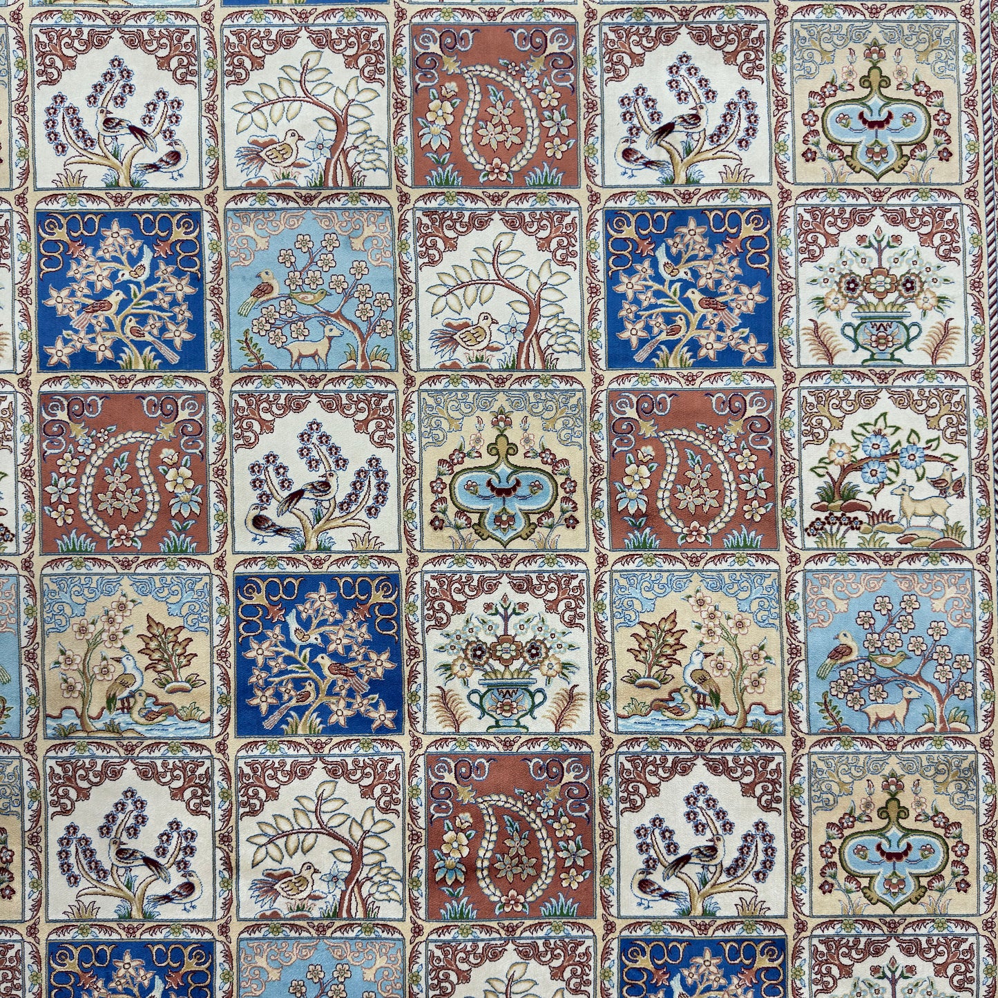 Persian Garden Silk Rug 7 ft x 10 ft | 1600 Reed Pure Silk Abresham
