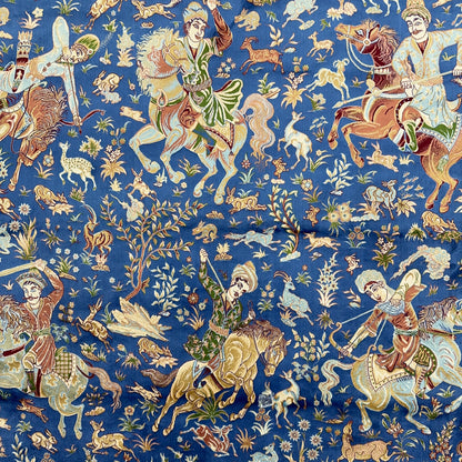 Persian Silk Hunting Scene Rug 7 ft x 10 ft | 1600 Reeds