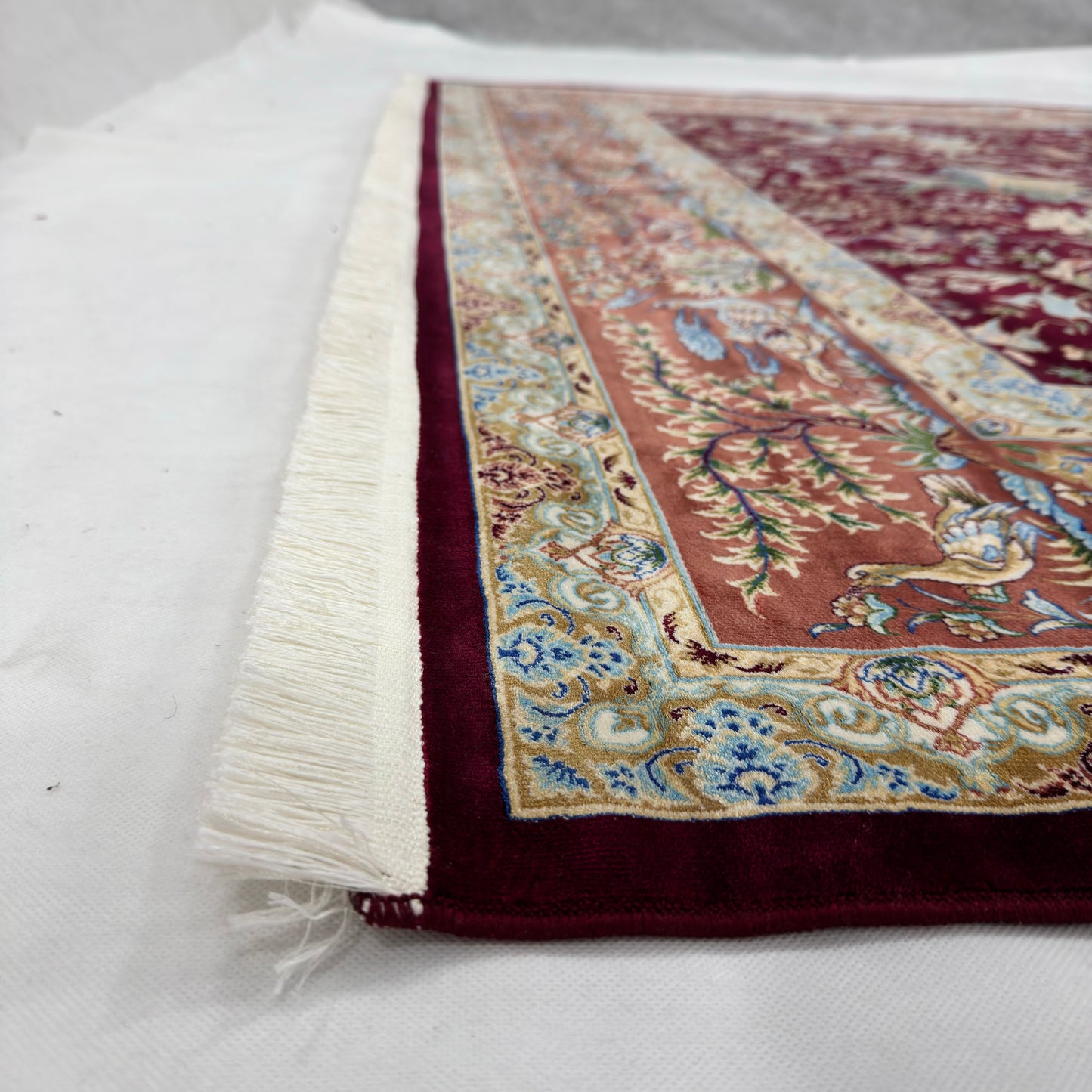 Persian Silk Hunting Scene Rug 7 ft x 10 ft | 1600 Reed Pure Silk