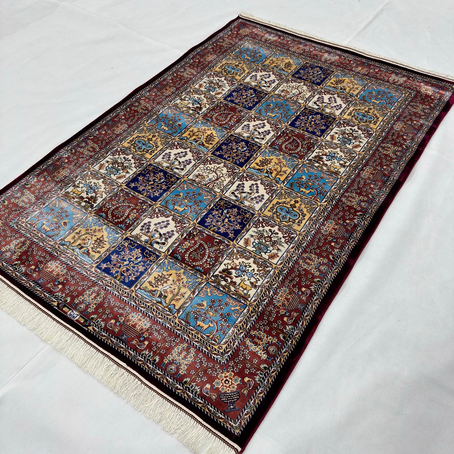Persian Garden Silk Rug 4 ft x 6 ft | Pure Silk Abresham | 1600 Reeds