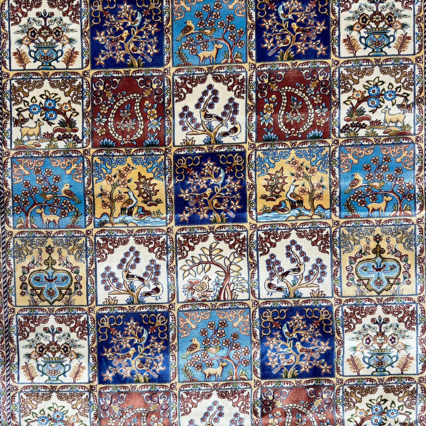 Persian Garden Silk Rug 4 ft x 6 ft | Pure Silk Abresham | 1600 Reeds
