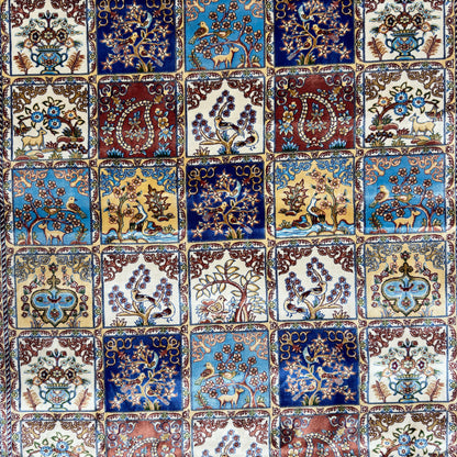 Persian Garden Silk Rug 4 ft x 6 ft | Pure Silk Abresham | 1600 Reeds