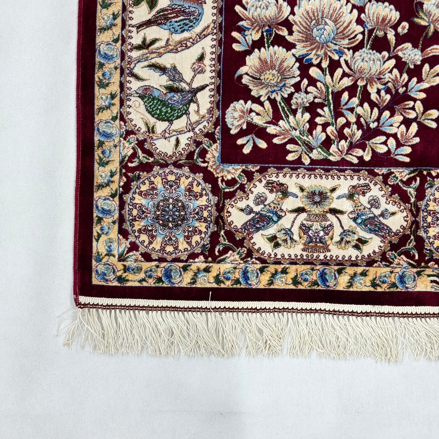 Persian Silk Bird & Floral Garden Rug 4 ft x 6 ft | 1600 Reed Pure Silk