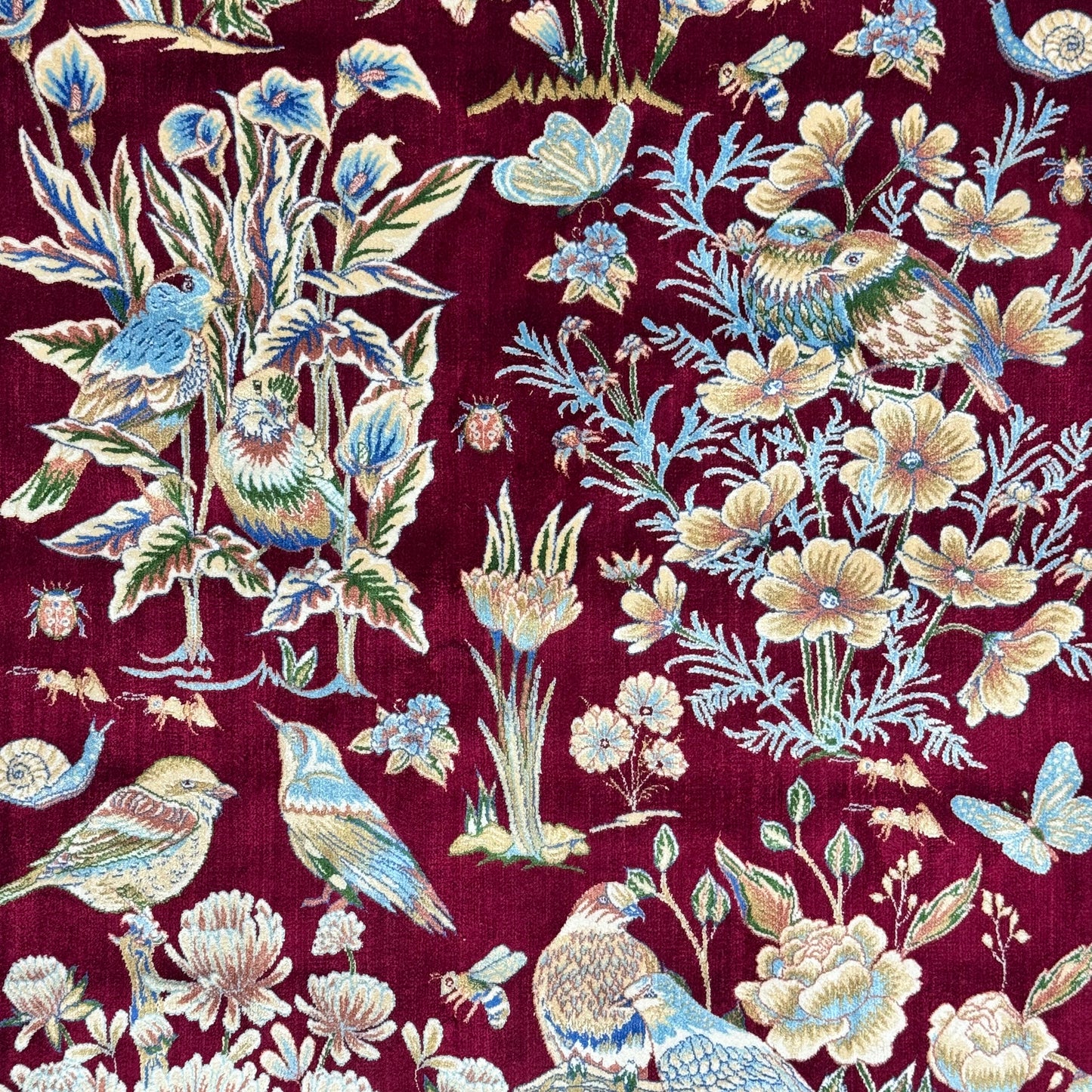 Persian Silk Bird & Floral Garden Rug 4 ft x 6 ft | 1600 Reed Pure Silk