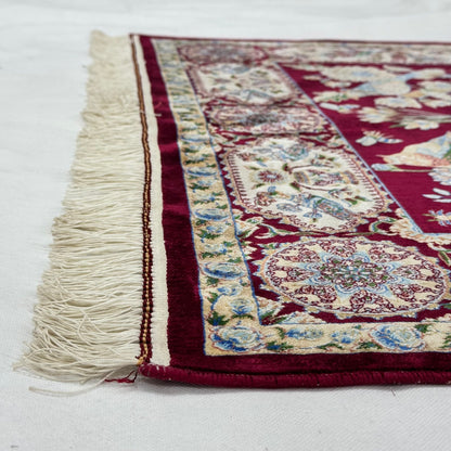 Persian Silk Bird & Floral Garden Rug 4 ft x 6 ft | 1600 Reed Pure Silk