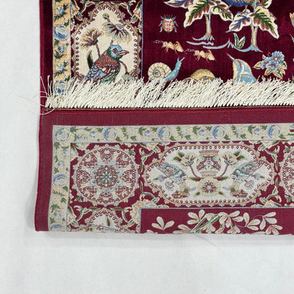 Persian Silk Bird & Floral Garden Rug 4 ft x 6 ft | 1600 Reed Pure Silk