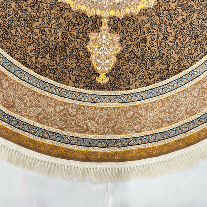 Persian Round Rug 7 ft x 7 ft | Chocolate & Gold | 1000 Reed Acrylic