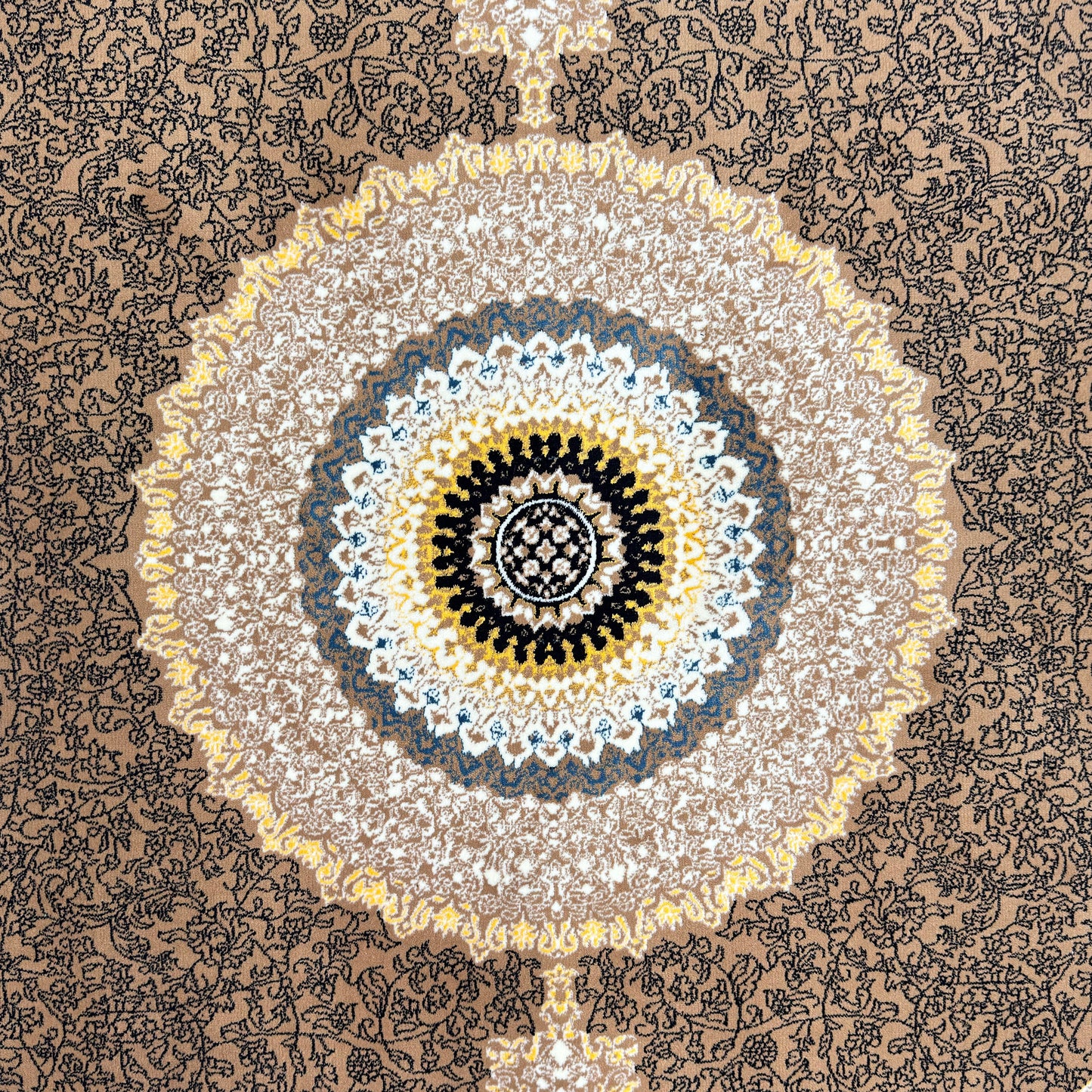 Persian Round Rug 7 ft x 7 ft | Chocolate & Gold | 1000 Reed Acrylic