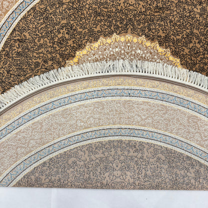 Persian Round Rug 7 ft x 7 ft | Chocolate & Gold | 1000 Reed Acrylic