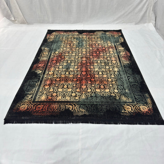 7 ft x 10 ft Black Persian 1200 Reed Acrylic Rug, Afshan Floral Carpet