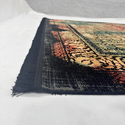 7 ft x 10 ft Black Persian 1200 Reed Acrylic Rug, Afshan Floral Carpet