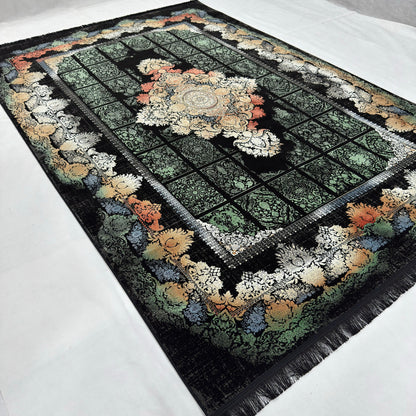 7 ft x 10 ft Black Persian 1200 Reed Acrylic Rug, Bakhtiari Garden Carpet
