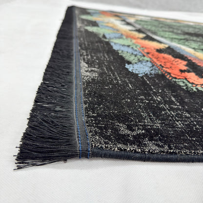 7 ft x 10 ft Black Persian 1200 Reed Acrylic Rug, Bakhtiari Garden Carpet