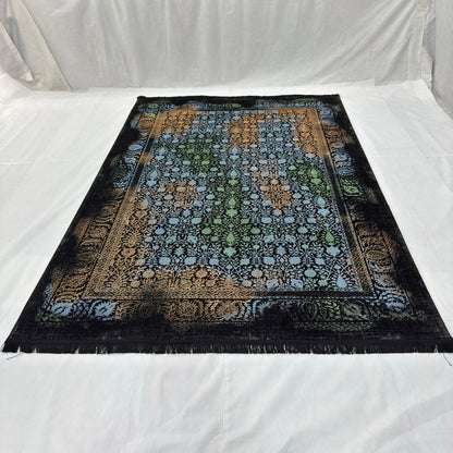 7 ft x 10 ft Black Persian 1200 Reed Acrylic Rug, Afshan Floral Carpet
