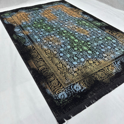 7 ft x 10 ft Black Persian 1200 Reed Acrylic Rug, Afshan Floral Carpet