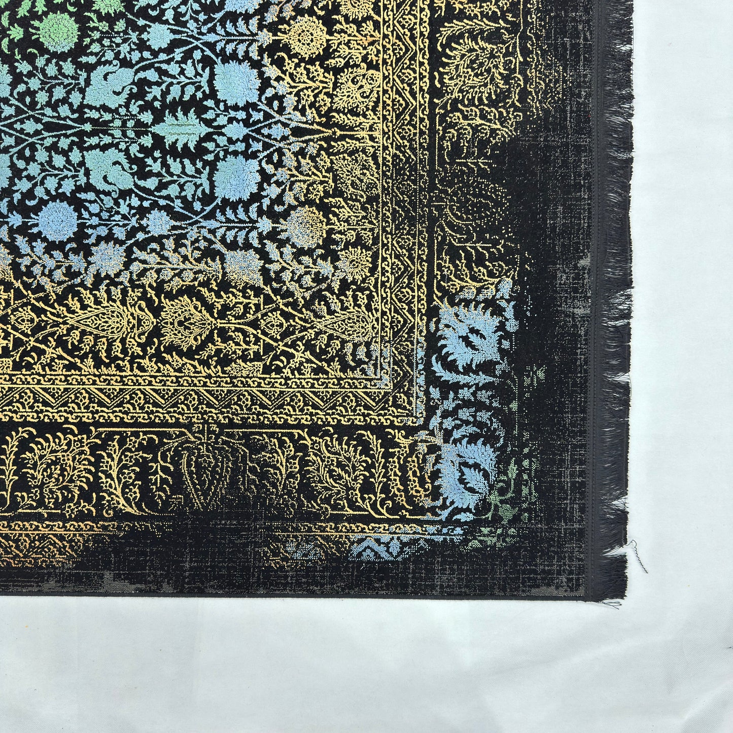 7 ft x 10 ft Black Persian 1200 Reed Acrylic Rug, Afshan Floral Carpet