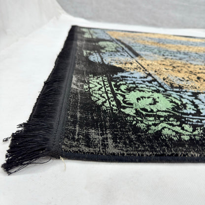 7 ft x 10 ft Black Persian 1200 Reed Acrylic Rug, Afshan Floral Carpet