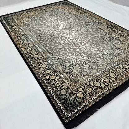 7 ft x 10 ft Grey Persian 1200 Reed Acrylic Rug, Heriz Medallion Carpet