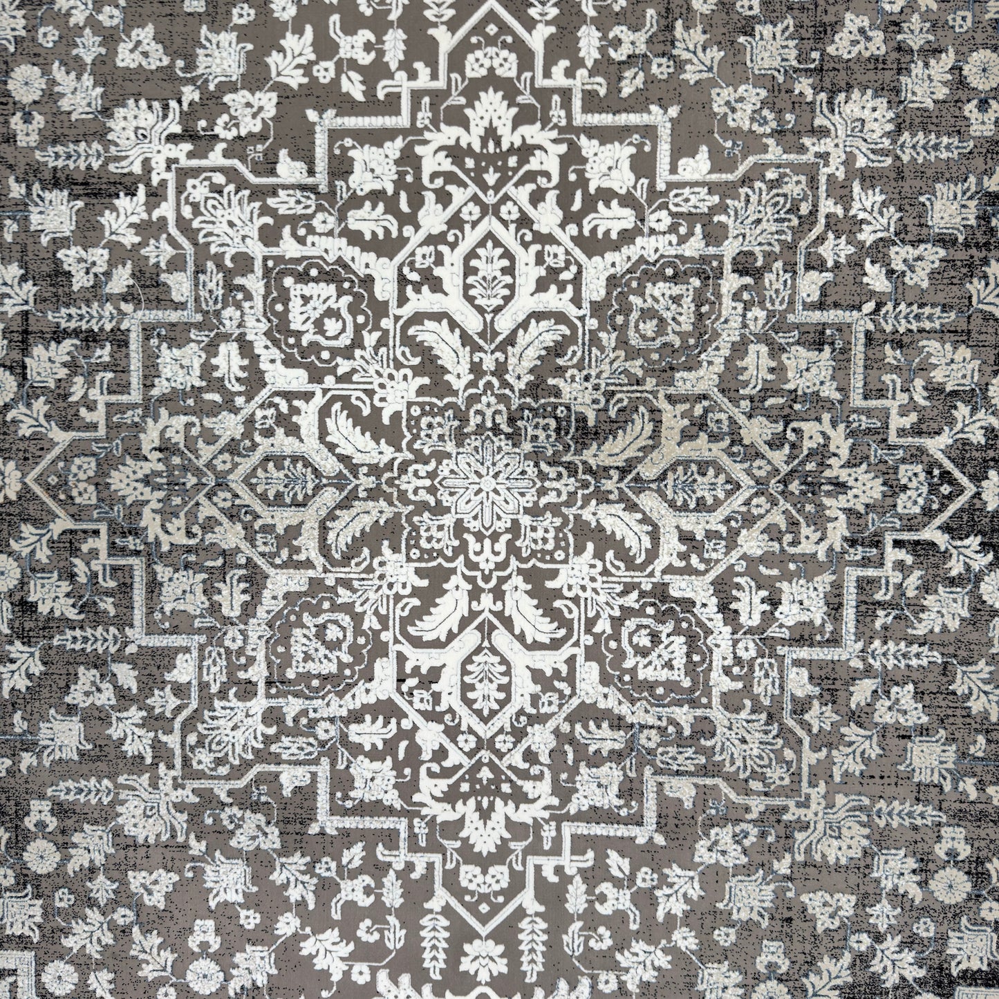 7 ft x 10 ft Grey Persian 1200 Reed Acrylic Rug, Heriz Medallion Carpet