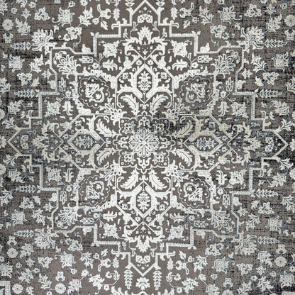 7 ft x 10 ft Grey Persian 1200 Reed Acrylic Rug, Heriz Medallion Carpet