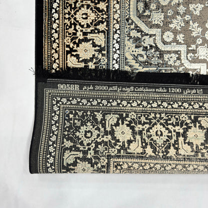 7 ft x 10 ft Grey Persian 1200 Reed Acrylic Rug, Heriz Medallion Carpet