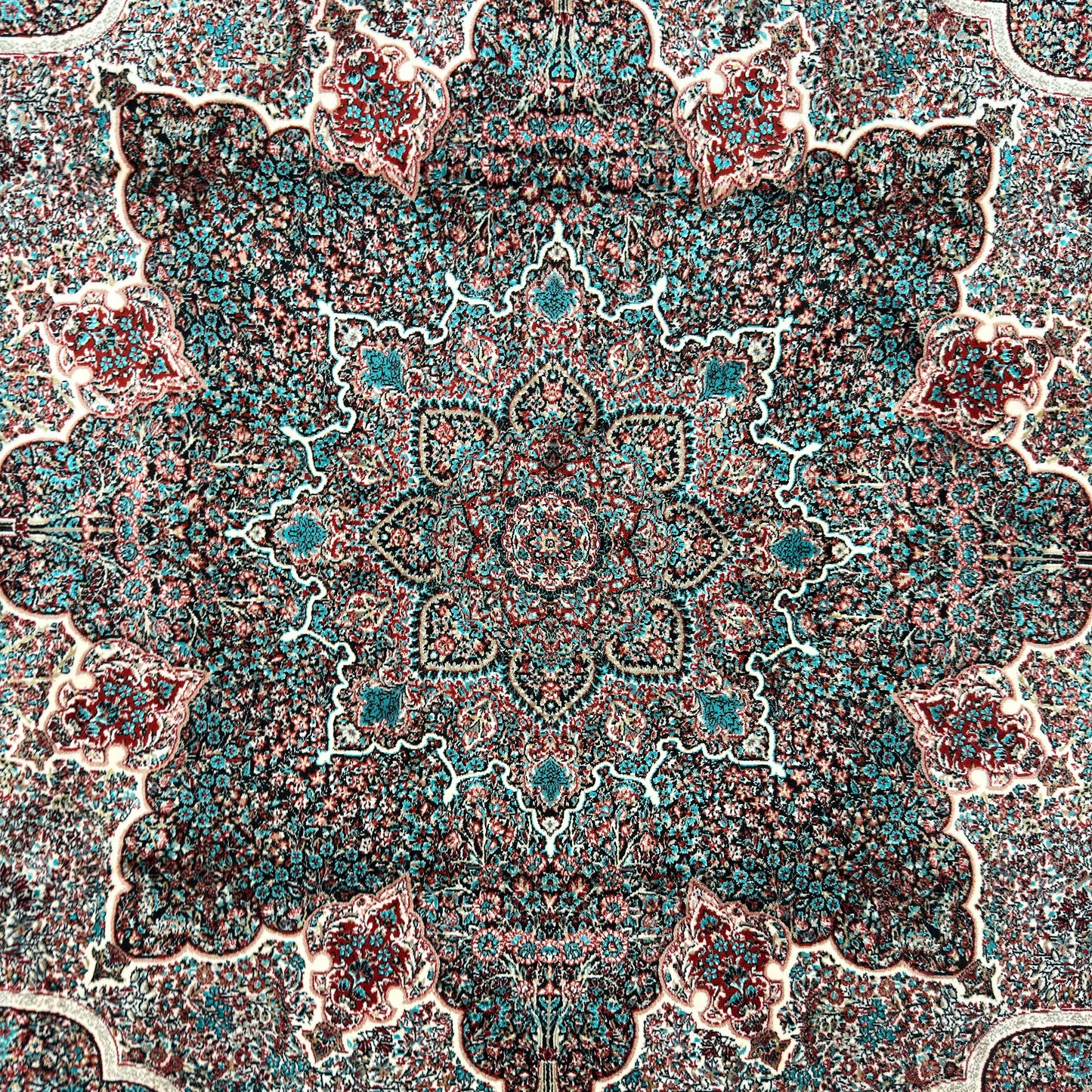 7 ft x 10 ft Charcoal Persian 1200 Reed Acrylic Rug, Tabriz Medallion Carpet