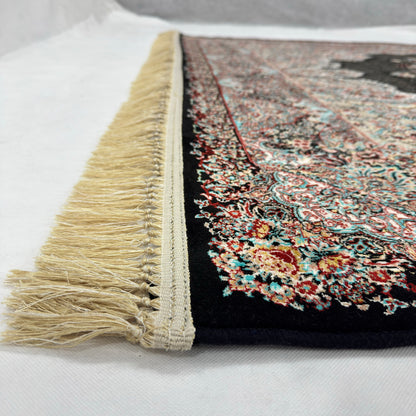 7 ft x 10 ft Black Persian 1200 Reed Acrylic Rug, Kashan Medallion Carpet