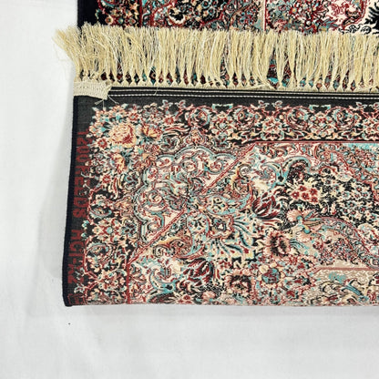 7 ft x 10 ft Black Persian 1200 Reed Acrylic Rug, Kashan Medallion Carpet