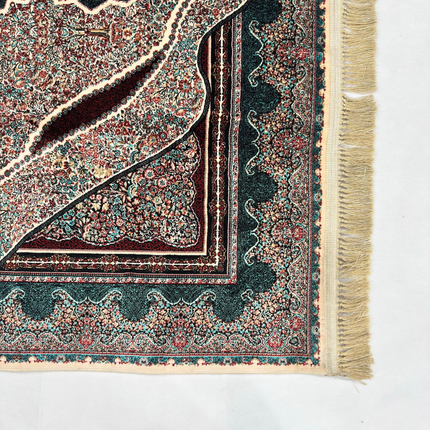 7 ft x 10 ft Teal Persian 1200 Reed Acrylic Rug, Qum Medallion Carpet