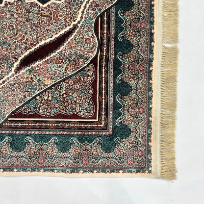 7 ft x 10 ft Teal Persian 1200 Reed Acrylic Rug, Qum Medallion Carpet