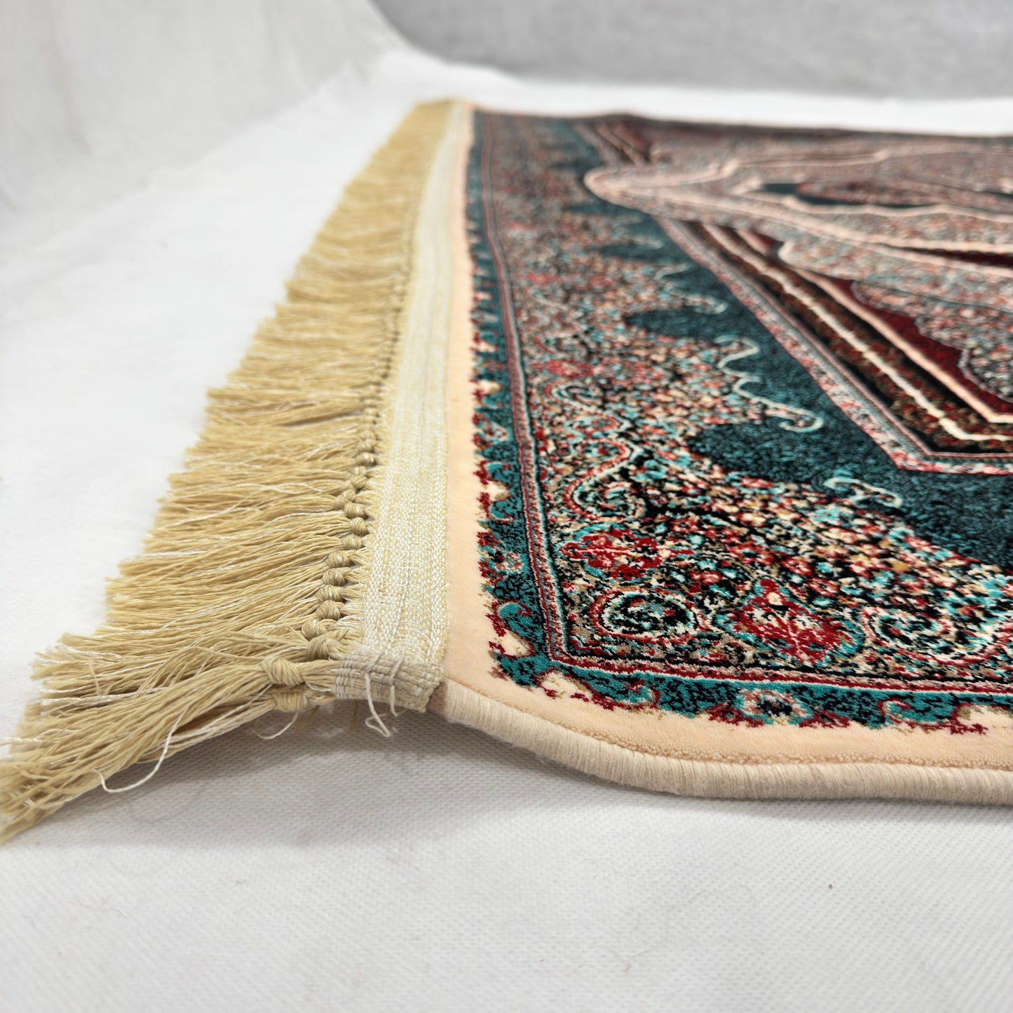 7 ft x 10 ft Teal Persian 1200 Reed Acrylic Rug, Qum Medallion Carpet