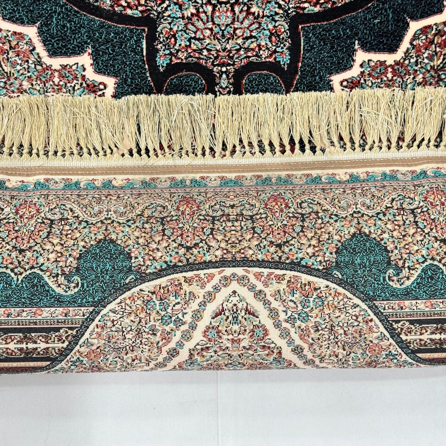 7 ft x 10 ft Teal Persian 1200 Reed Acrylic Rug, Qum Medallion Carpet