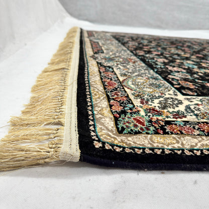 7 ft x 10 ft Black Persian 1200 Reed Acrylic Rug, Afshan Floral Carpet