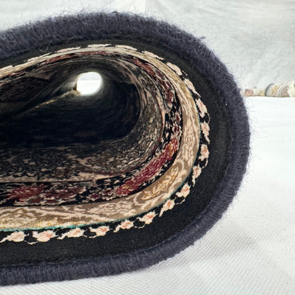 7 ft x 10 ft Black Persian 1200 Reed Acrylic Rug, Afshan Floral Carpet