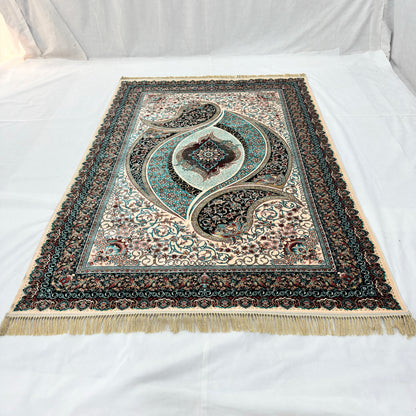 7 ft x 10 ft Teal Persian 1200 Reed Acrylic Rug, Boteh Paisley Carpet