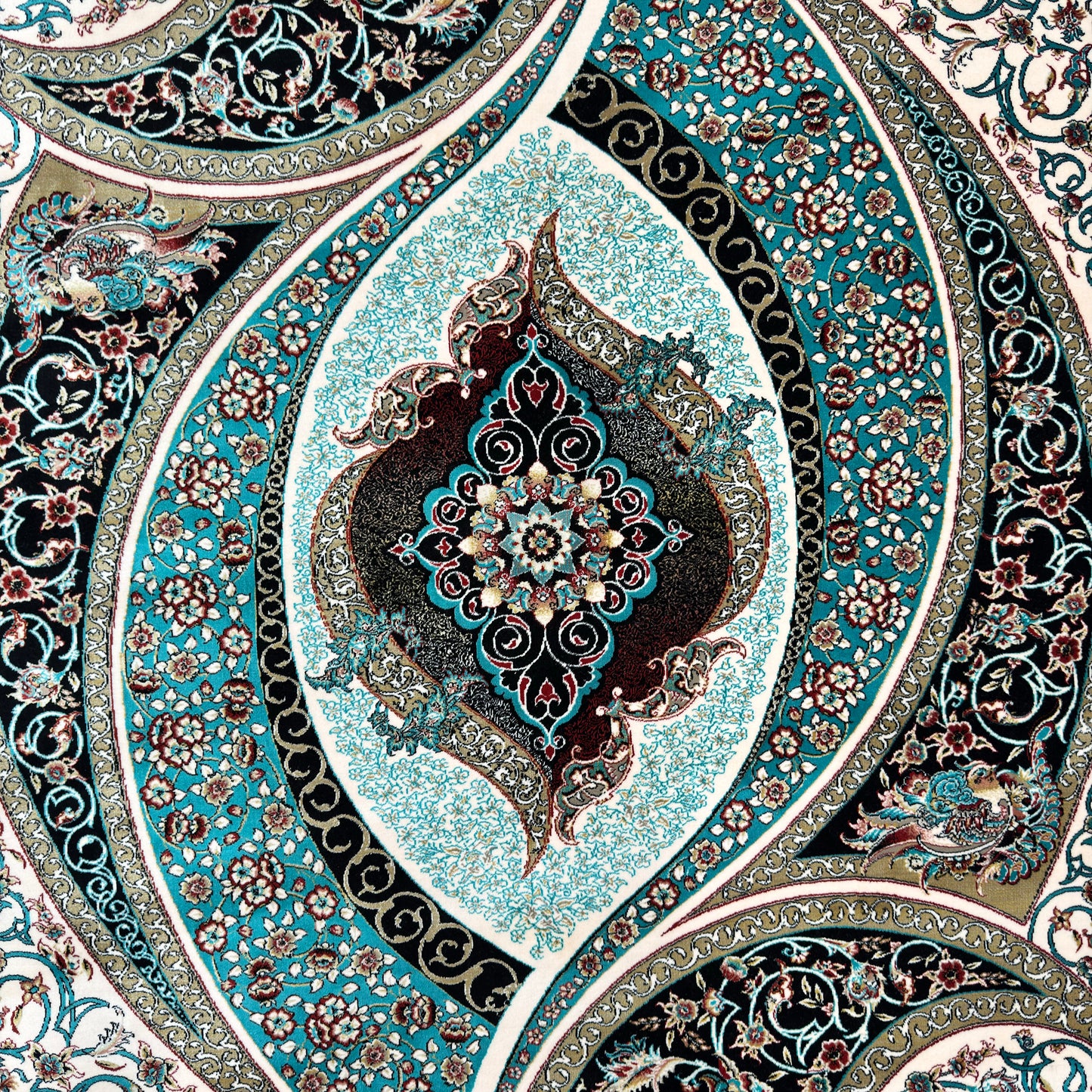 7 ft x 10 ft Teal Persian 1200 Reed Acrylic Rug, Boteh Paisley Carpet