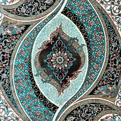 7 ft x 10 ft Teal Persian 1200 Reed Acrylic Rug, Boteh Paisley Carpet