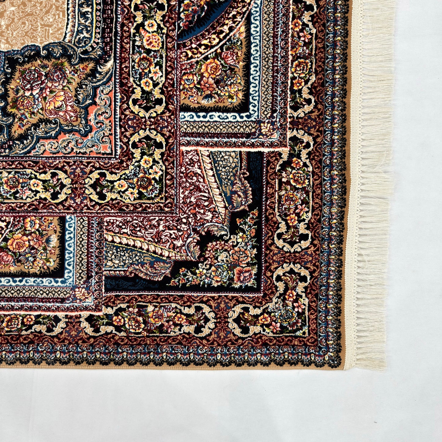 7 ft x 10 ft Cream Persian 1000 Reed Acrylic Rug, Tabriz Medallion Carpet