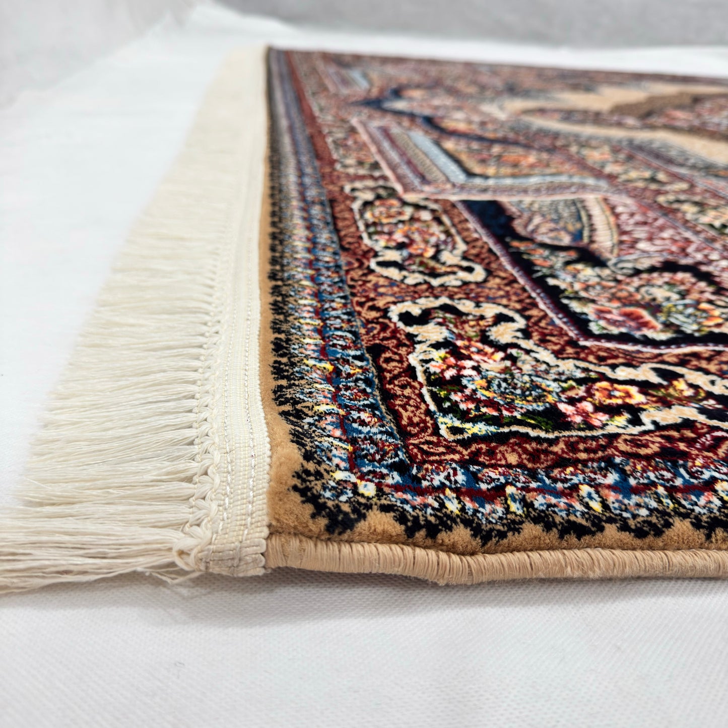7 ft x 10 ft Cream Persian 1000 Reed Acrylic Rug, Tabriz Medallion Carpet