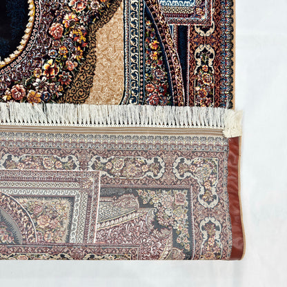 7 ft x 10 ft Cream Persian 1000 Reed Acrylic Rug, Tabriz Medallion Carpet