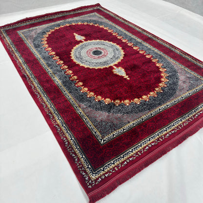 7 ft x 10 ft Red Persian 700 Reed Acrylic Rug, Tabriz Medallion Carpet