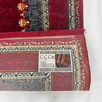 7 ft x 10 ft Red Persian 700 Reed Acrylic Rug, Tabriz Medallion Carpet
